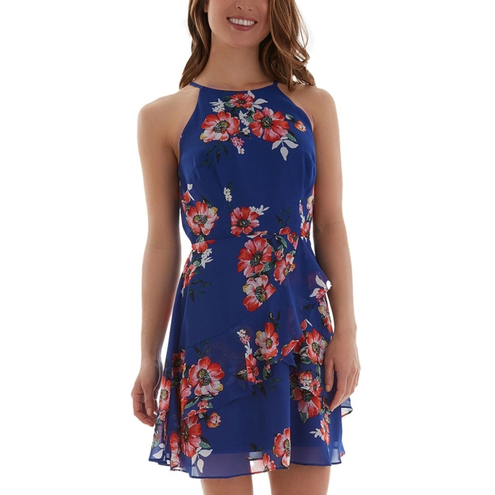 NWT BCX Blue Floral Dress
